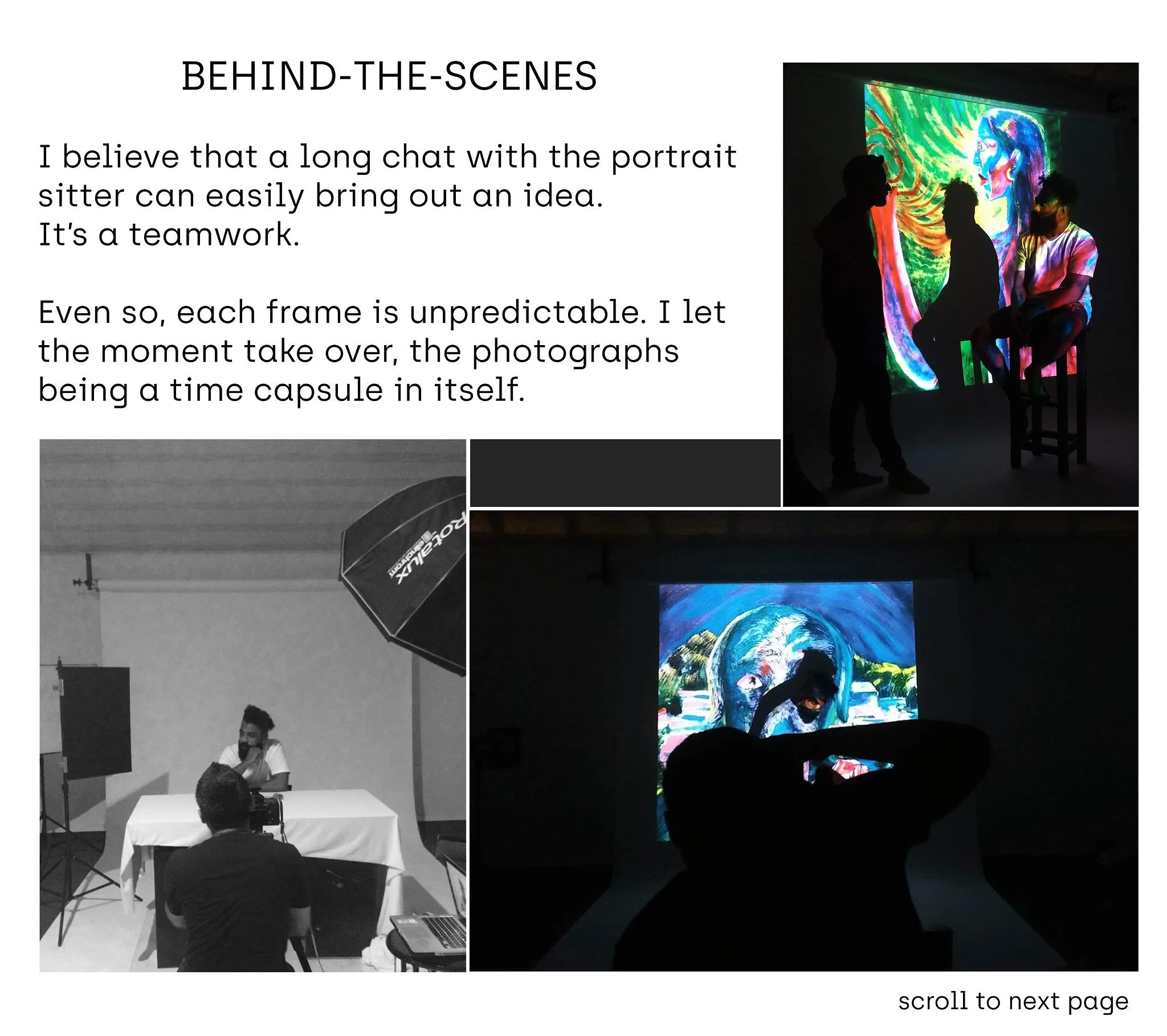 Behind the scenes of a collaborative portrait session, where conversation, creativity, and spontaneity shape each frame.