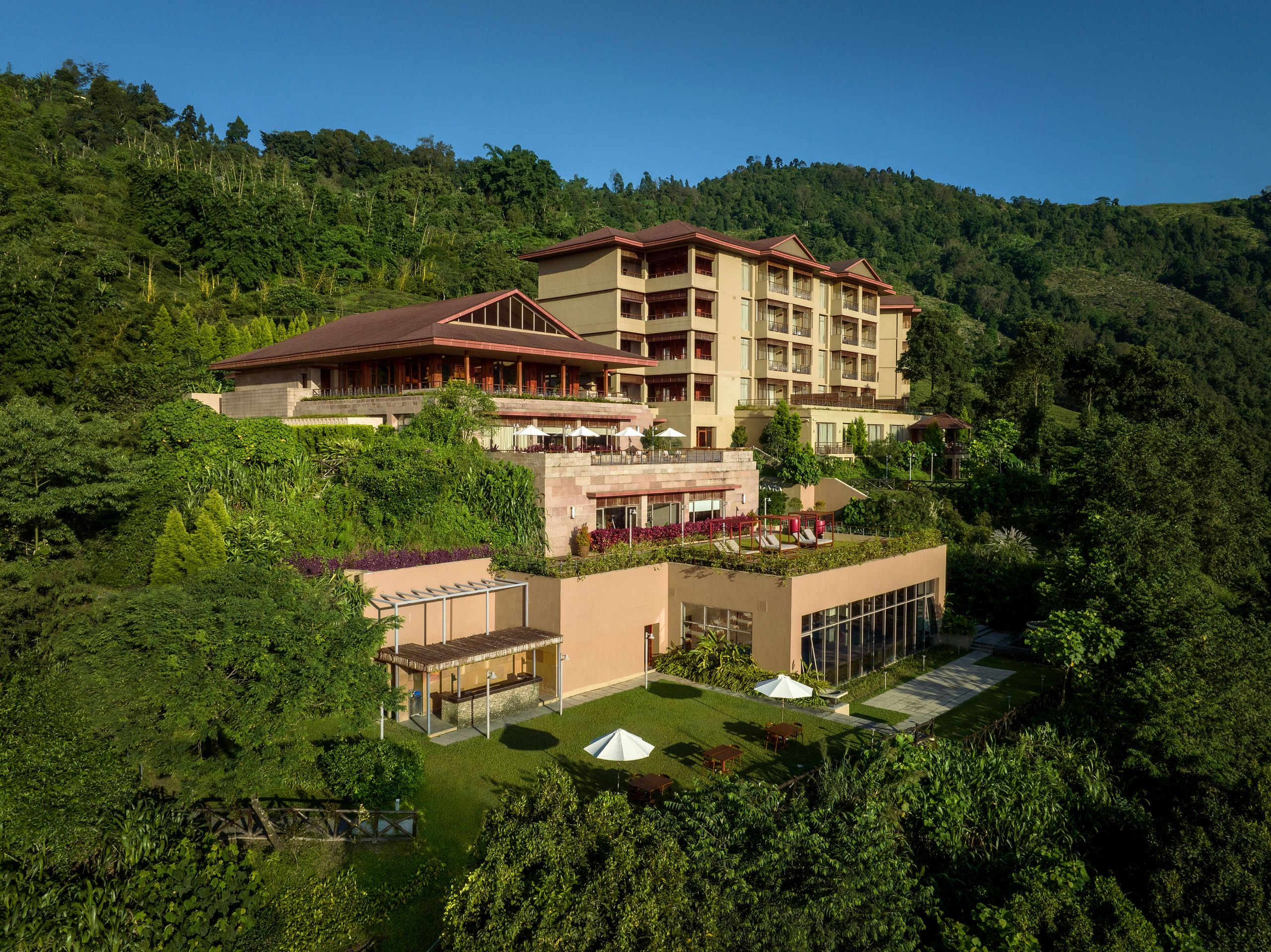 Luxurious resort amidst lush greenery